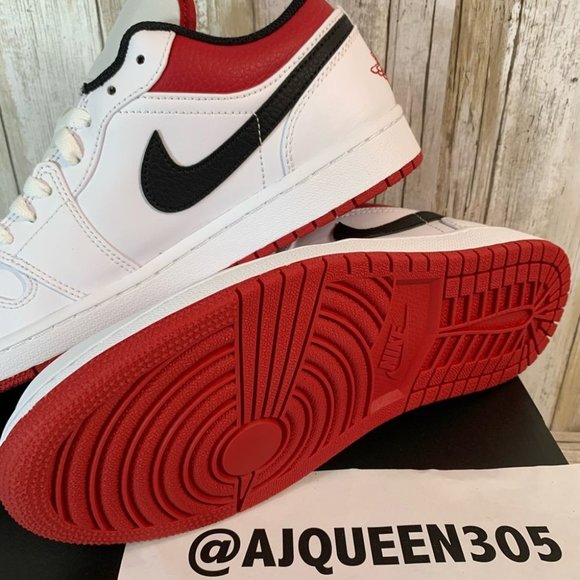 Air Jordan 1 Low white/gym red black Men’s - Picture 7 of 7